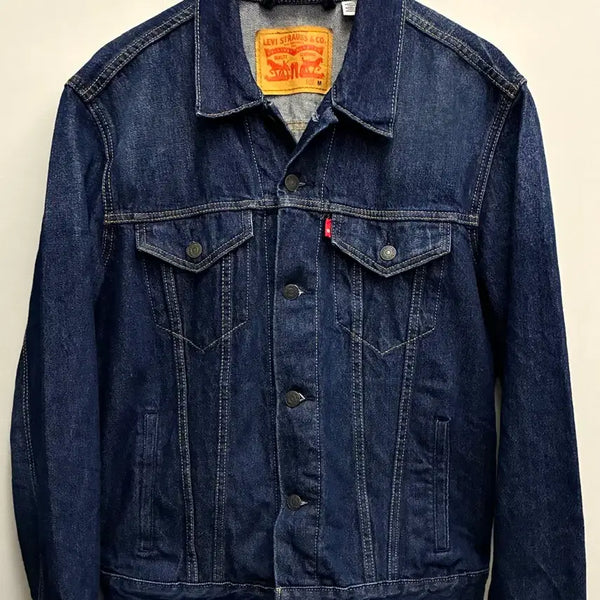[BUNJANG] Levi's 3rd Gen Blank Tab Dark Wash Denim Trucker Jacket / (M)리바이스 3세대 블랭크탭 진청 데님 트러커자켓 데님자켓 청자켓
