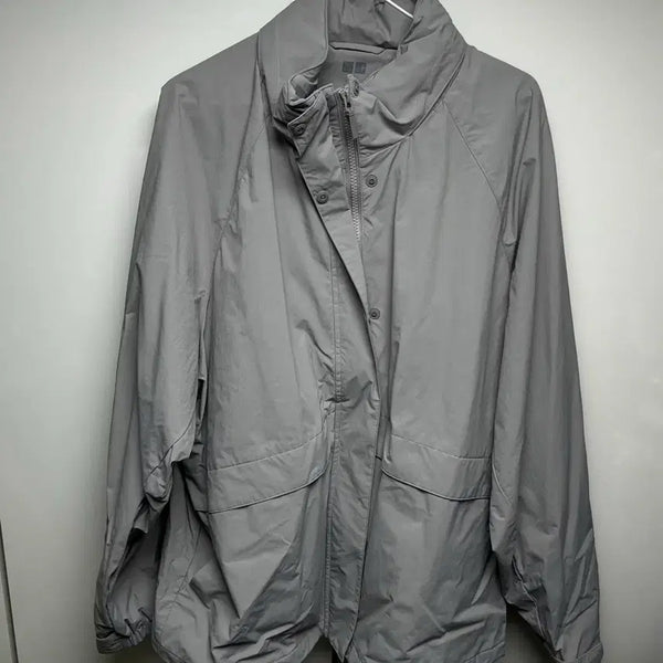 [BUNJANG] Uniqlo Windblock Stand Blouson Grey 2XL / 유니클로 바람막이 윈드블럭스탠드블루종 회색2XL