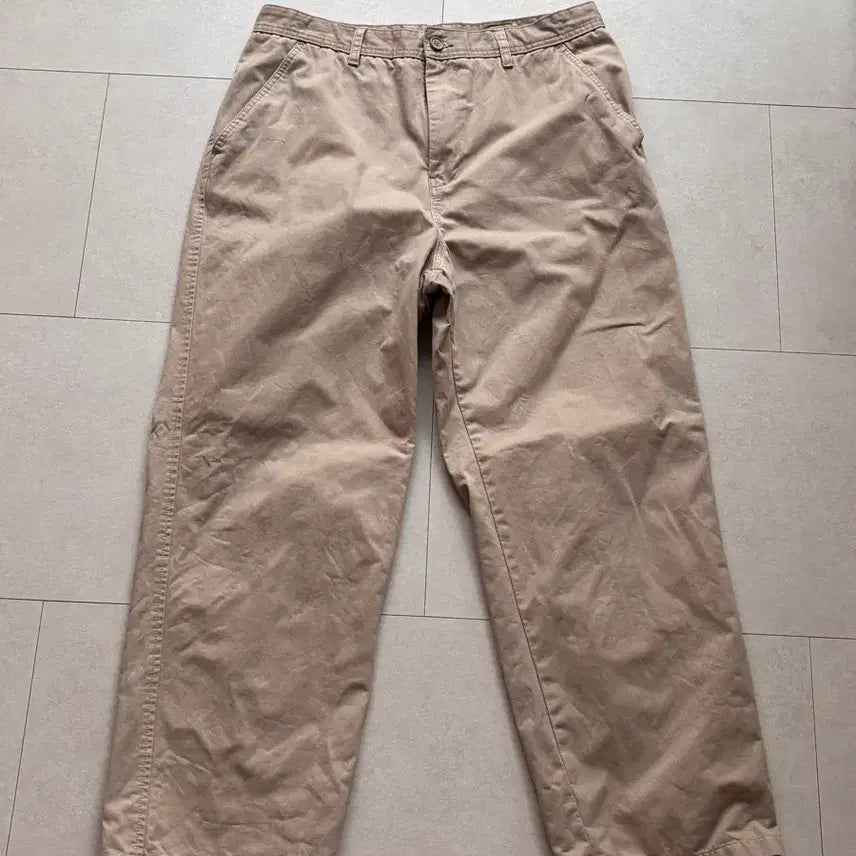 [BUNJANG] 8 Seconds Vintage Mood Beige Chino Pants Semi-Wide Cotton / 에잇세컨즈 빈티지 무드 베이지 치노 팬츠 / 세미와이드 코튼