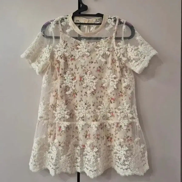 [BUNJANG] Thursday Island Lace Detail Blouse - Size S / 써스데이아일랜드 블라우스 s