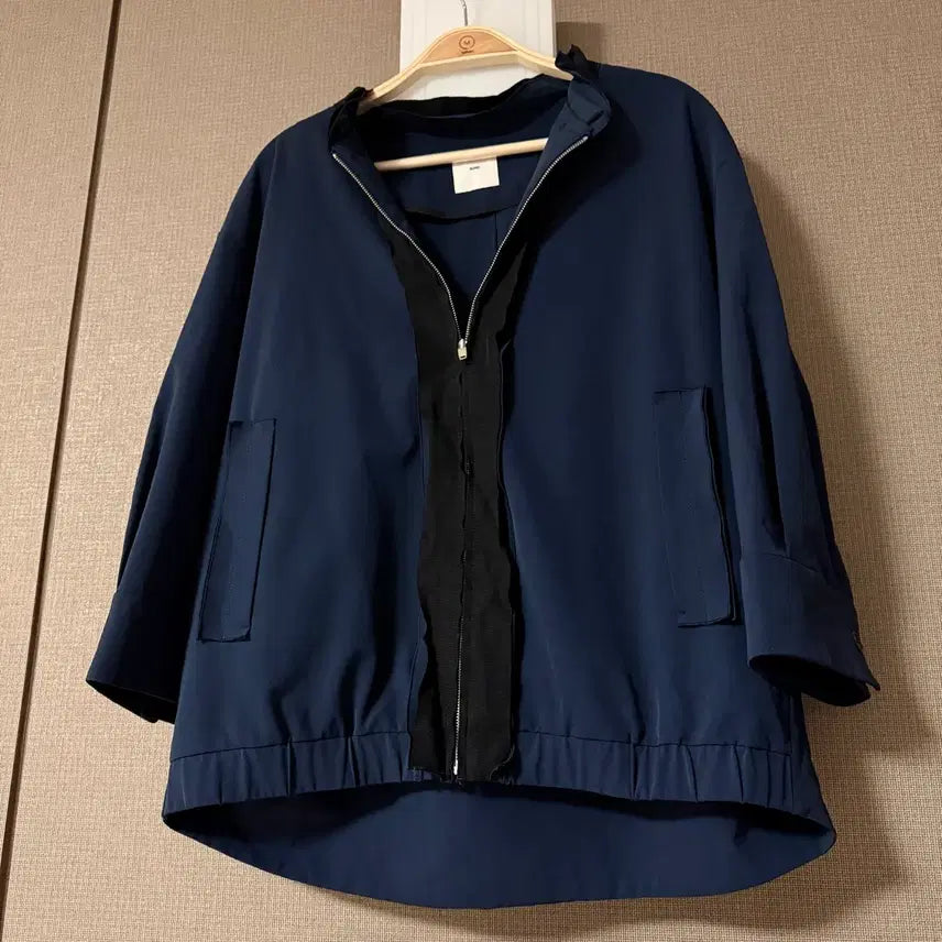 [BUNJANG] KUHO Colorblock Zip-Up Windbreaker Shirt Jacket / 구호 kuho 바스락 블루종 점퍼 네이비 집업 배색라인 바람막이 셔츠자켓