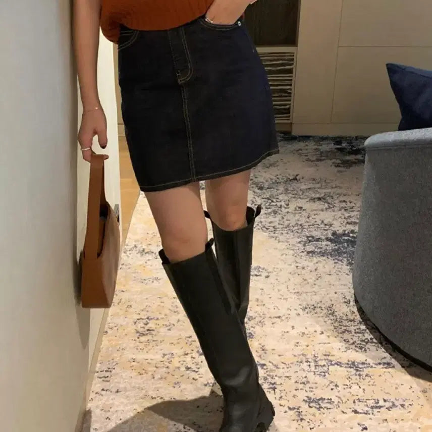 [BUNJANG] PYT Raw Denim Skirt M / pyt 이염방지 생지 데님 스커트 M