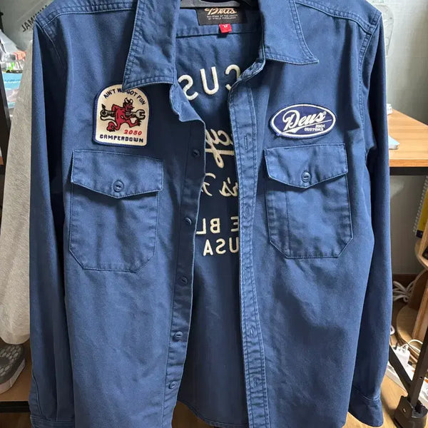 [BUNJANG] Deus Ex Machina Nomad Blue Shirt L / 데우스 엑스 마키나 블루 셔츠 L