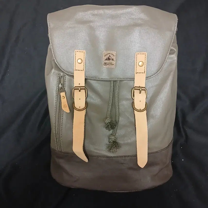 [BUNJANG] Swiss Military Style Canvas Backpack with PU Coating / 스위스 밀리터리 감성 백팩 (Swiss Military 스타일)
