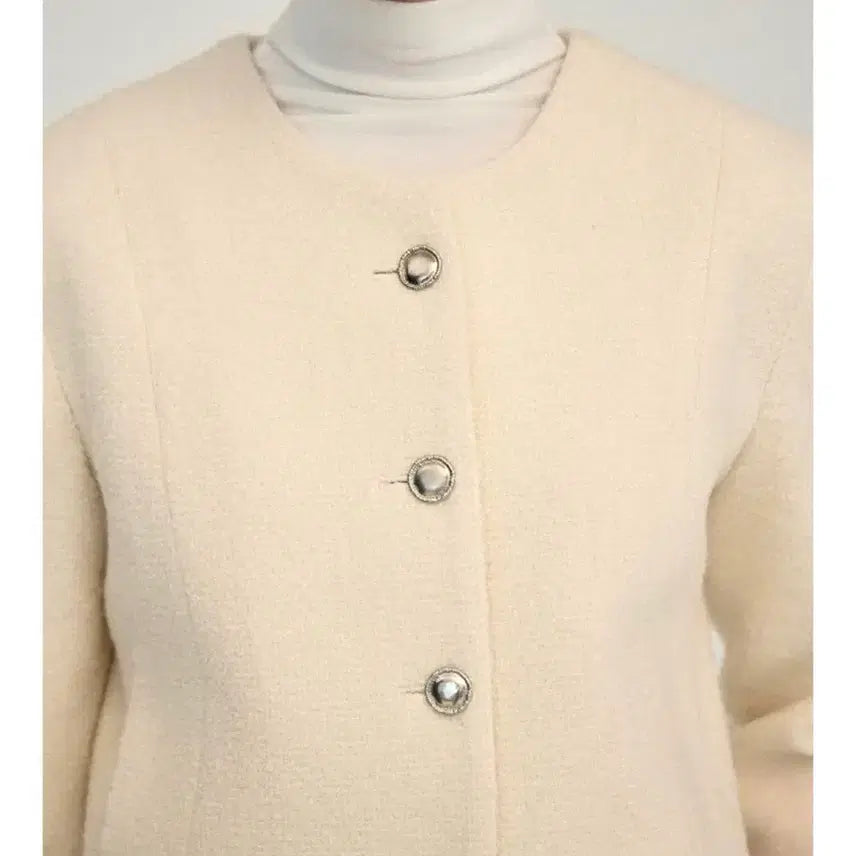 [BUNJANG] Noksip Tweed Wool Jacket Ivory / 녹섭 트위드 울 자켓 아이보리
