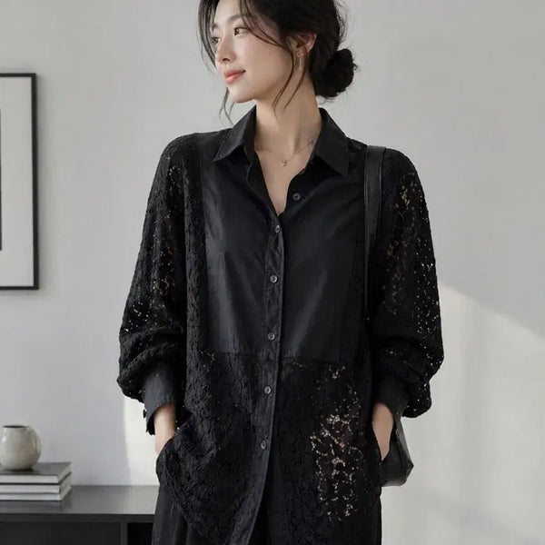 [BUNJANG] GAP Lace Mix Oversized Big Shirt / GAP 갭 레이스 믹스 오버사이즈 빅 셔츠