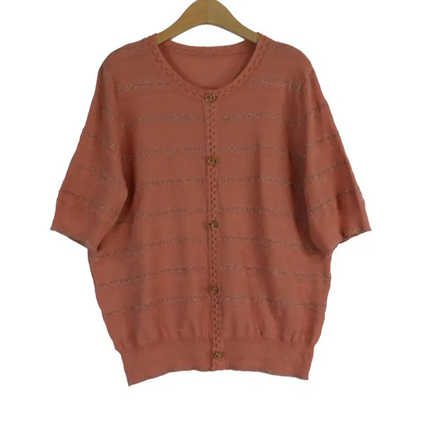 [BUNJANG] O.A.RO Genuine Glitter Pearl Short Sleeve Knit White 100 / 오아로 O.A.RO 정품 글리터 펄 반팔 니트 화이트 100