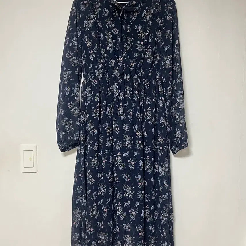 [BUNJANG] SPAO Flower Long Dress Navy / SPAO 플라워 롱 원피스 네이비