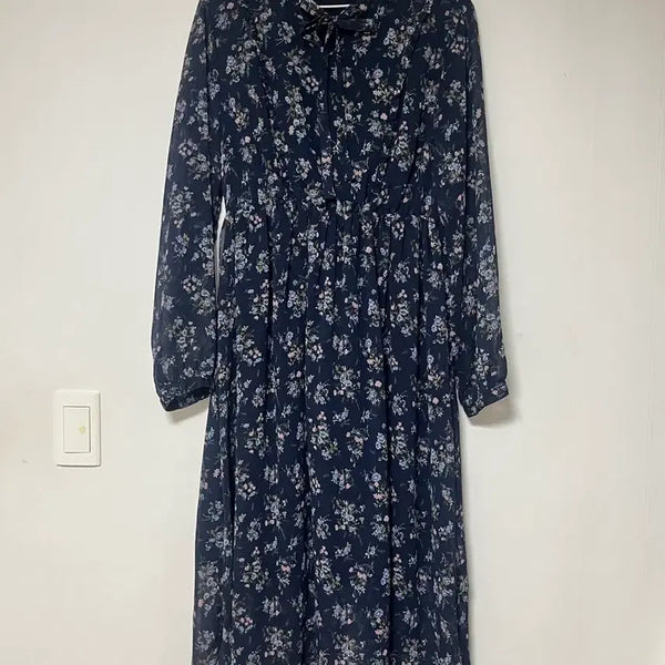 [BUNJANG] SPAO Flower Long Dress Navy / SPAO 플라워 롱 원피스 네이비
