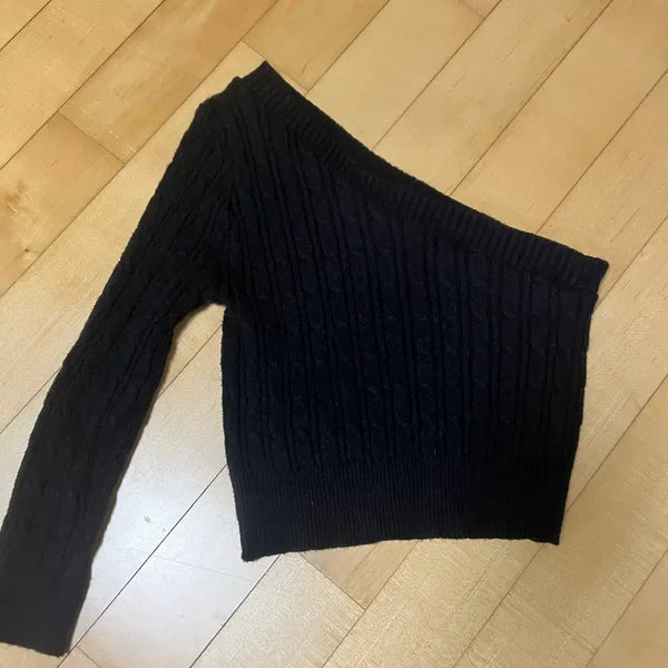 [BUNJANG] Black Cable Knit Sweater / 블랙 케이블 니트