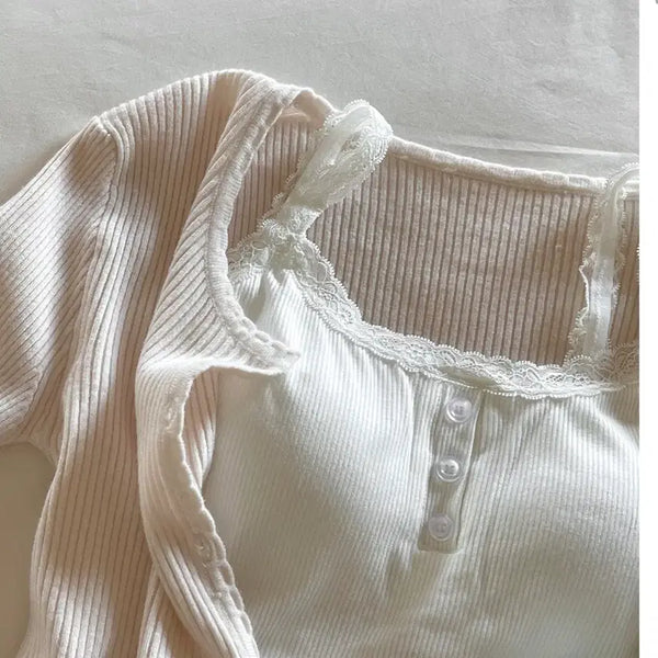 [BUNJANG] 1+1 Cap Lace Camisole (Black, White) / [새상품]1+1 캡 레이스 나시 2color (블랙,화이트)