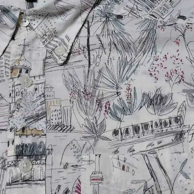 [BUNJANG] PS Paul Smith City Landmark Drawing Shirt - Made in Japan - Size L / (95) PS Paul Smith 시티 랜드마크 드로잉 셔츠 - 일본산