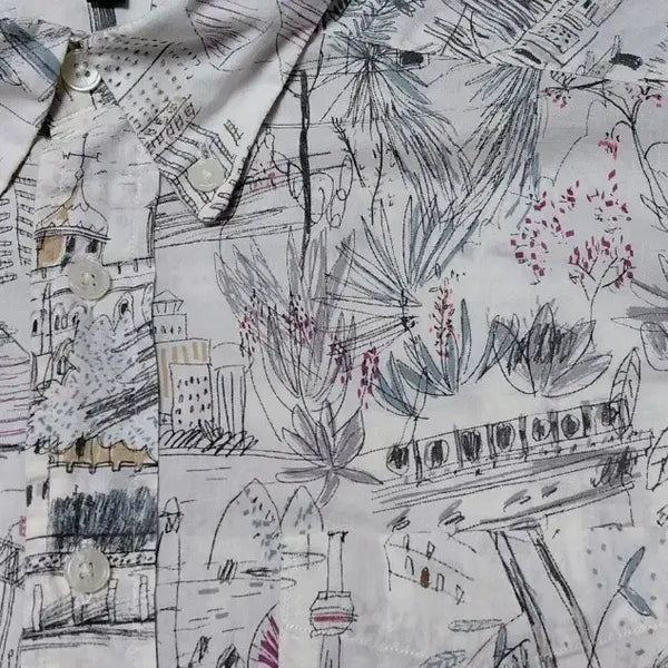 [BUNJANG] PS Paul Smith City Landmark Drawing Shirt - Made in Japan - Size L / (95) PS Paul Smith 시티 랜드마크 드로잉 셔츠 - 일본산
