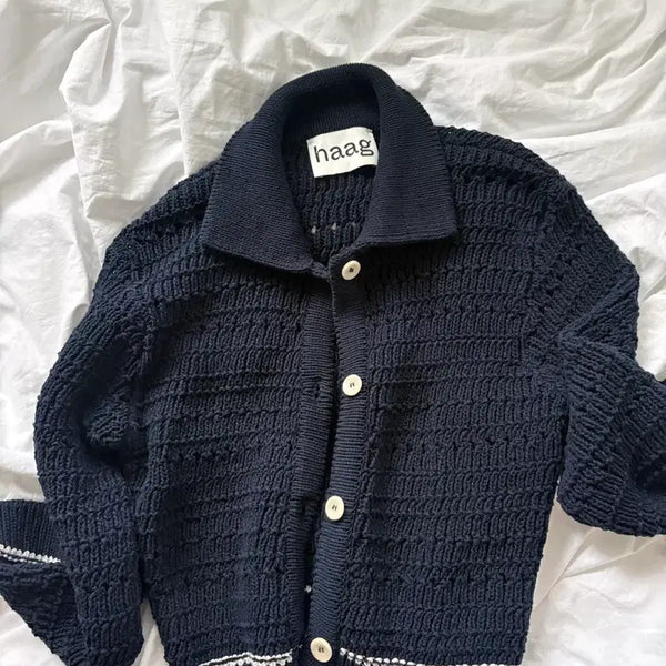 [BUNJANG] Haag Navy Knit Cardigan / haag 네이비 니트 가디건
