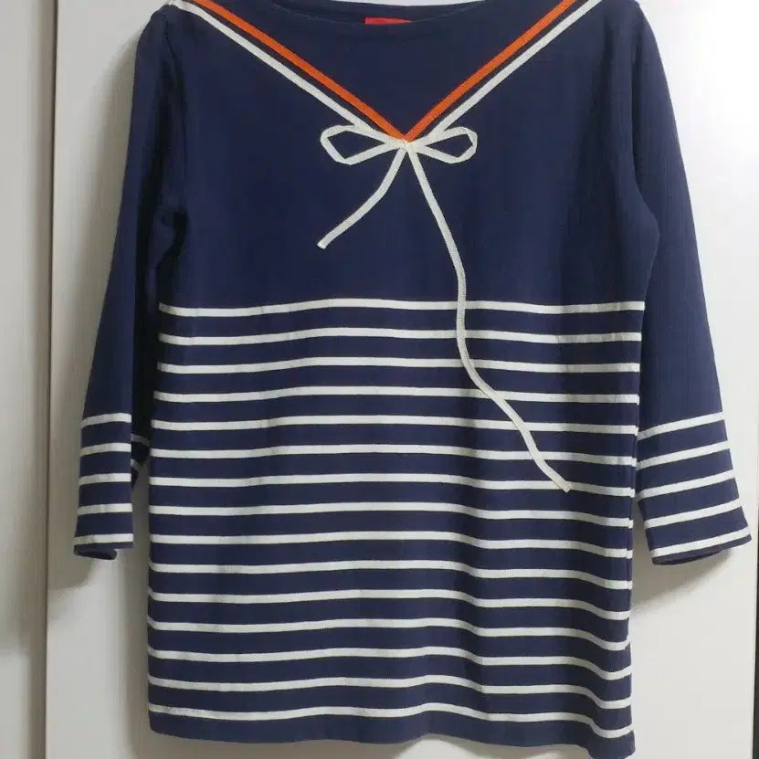[BUNJANG] Lucky Chouette Navy Stripe T-shirt (M) / 럭키슈에뜨 네이비 스트라이프 티셔츠 M