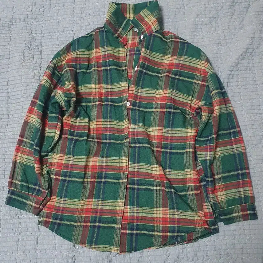 [BUNJANG] Checkered Long Sleeve Shirt Size 7 / 체크 남방 7사이즈