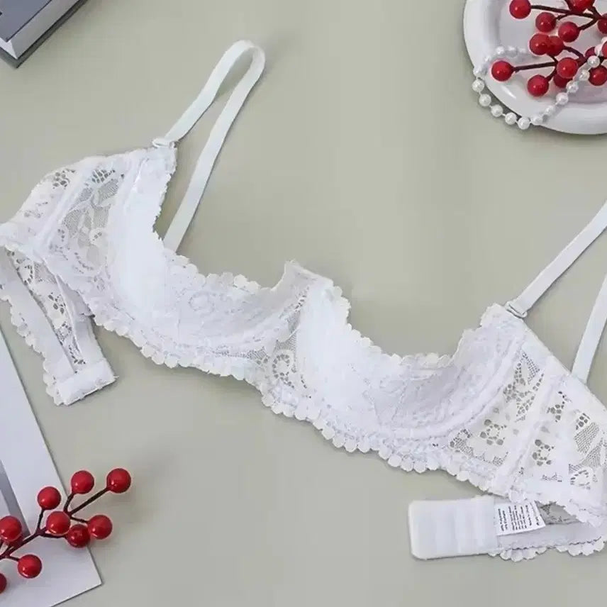 [BUNJANG] White Lace Open Cup Bra / 화이트 레이스 오픈형브라 여성 속옷