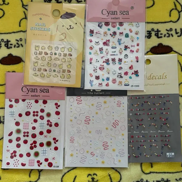 [BUNJANG] Sanrio Pompompurin Animal Crossing Nail Sticker Phone Deco Set / 산리오 폼폼푸린 동물의숲 네일스티커 폰꾸 세트