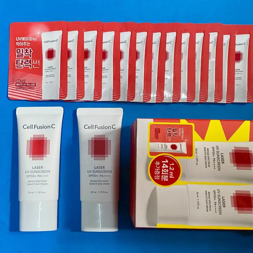 [BUNJANG] Cell Fusion C Laser UV Sunscreen SPF50+ PA++++ 70ml (2x35ml) + 2-Week Trial Kit / [새제품]셀퓨전씨 용량업UV/화잘먹선크림1+1+키트14장 올영기획
