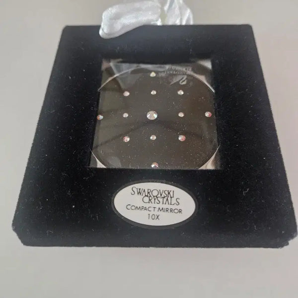 [BUNJANG] Swarovski Crystal 10X Magnification Compact Mirror with Velvet Case / 스와로브스키 크리스탈 10X 컴팩트 거울