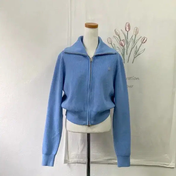 [BUNJANG] Lookast Light Blue Knit Zip-Up Cardigan / 룩캐스트(Lookast) 하늘색 니트 집업 가디건