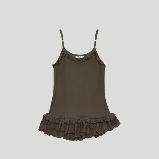 [BUNJANG] LIV Frill Sleeveless Top - Brown / 그로브 리브 프릴 슬리브리스LIV FRILL SLEEVELESS 브라운