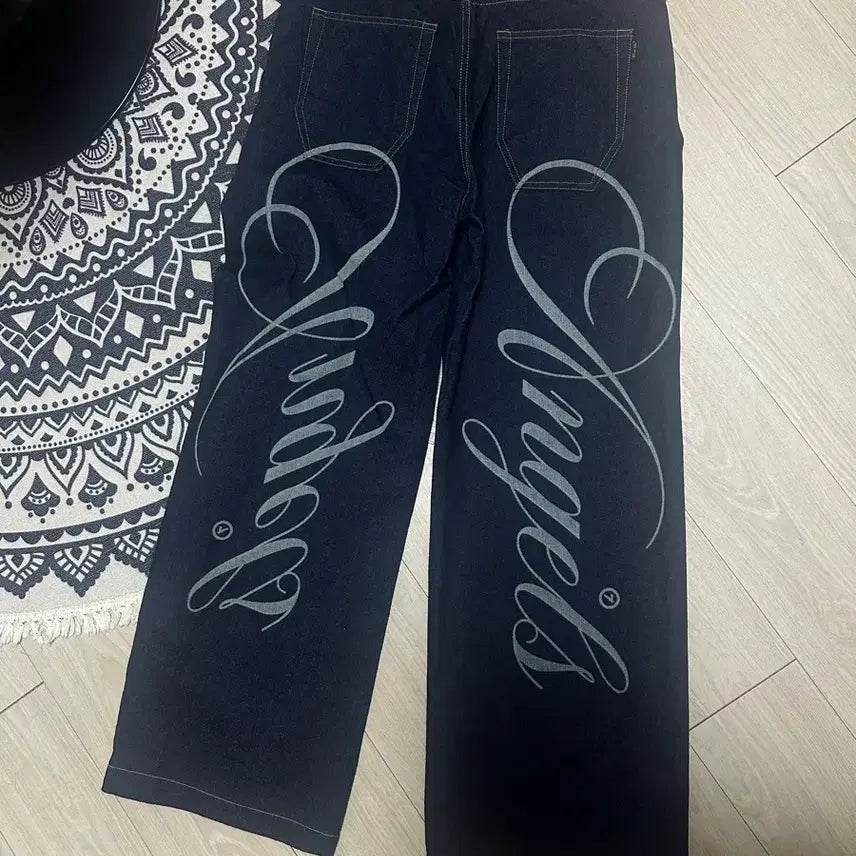 [BUNJANG] 777mih Denim Jeans with Angels Lettering / 777mih 청바지