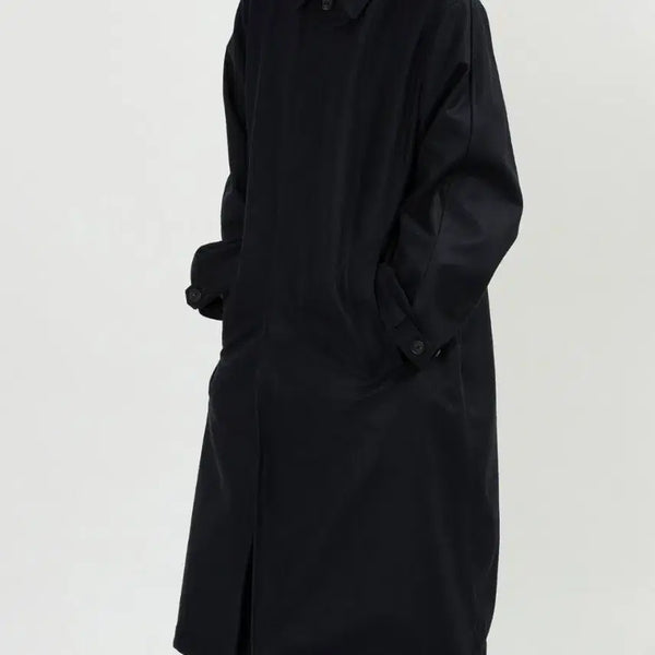 [BUNJANG] L Blank Flanel Overcoat Dark Navy / L 쿠온 플라넬 오버코트 다크네이비