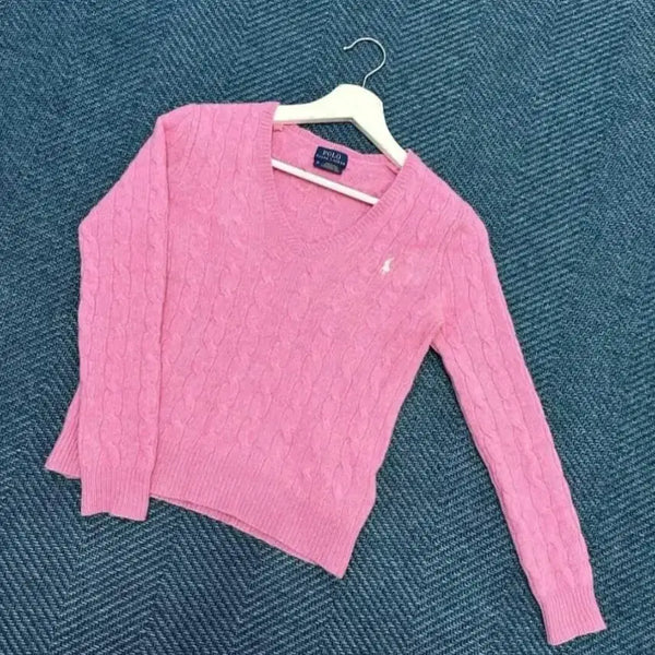 [BUNJANG] Polo Ralph Lauren Pink Cable Knit Sweater / 폴로 랄프로렌 핑크 케이블 니트