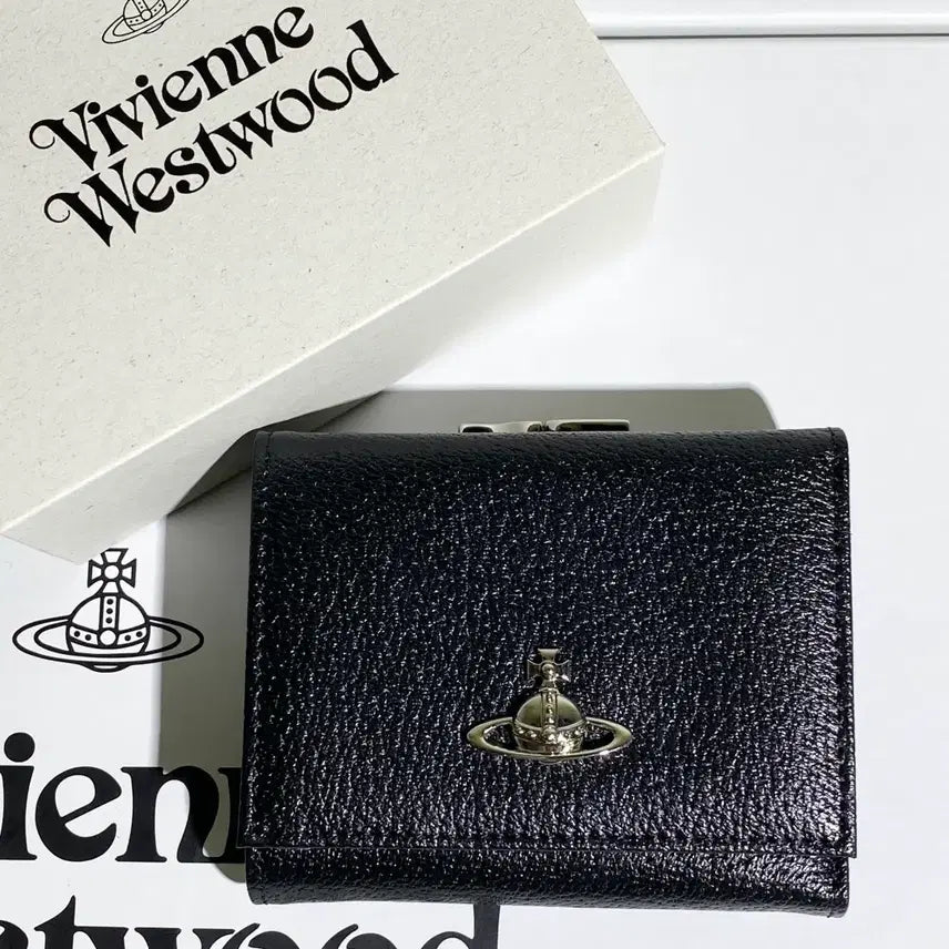 [BUNJANG] Vivienne Westwood Black Gold Emblem Wallet / 비비안웨스트우드 지갑 블랙 금장
