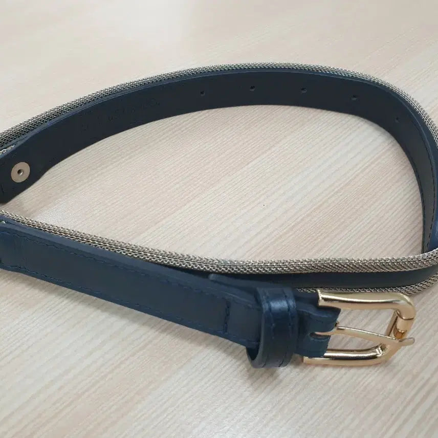 [BUNJANG] Guess Navy Mesh Women's Leather Belt / Guess 네이비 메쉬 여성 가죽 벨트 S