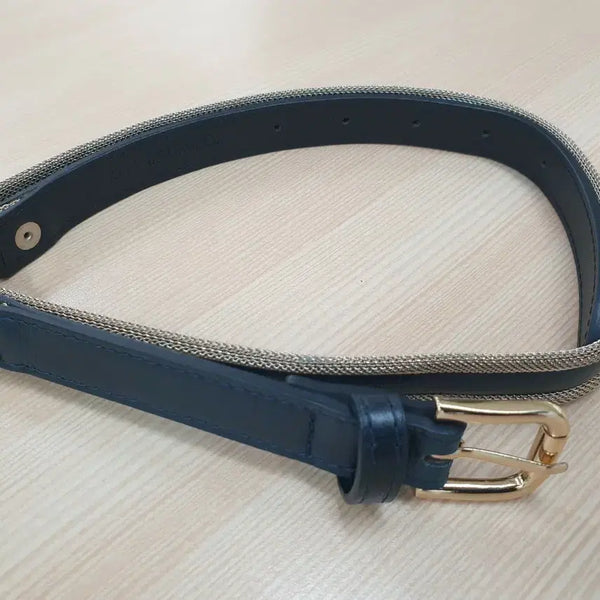 [BUNJANG] Guess Navy Mesh Women's Leather Belt / Guess 네이비 메쉬 여성 가죽 벨트 S