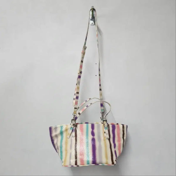 [BUNJANG] BY FAR Ivory Multicolor Stripe Patent Leather Shoulder Bag / BY FAR 아이보리 멀티컬러 스트라이프 페이턴트 가죽 숄더백