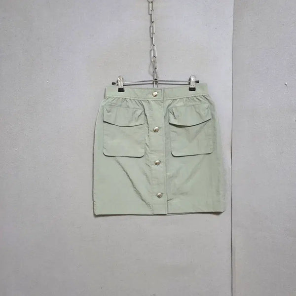 [BUNJANG] SJSJ Mini Skirt Nylon Khaki Size 55 / SJSJ 바스락소재 미니 스커트 55  n4804