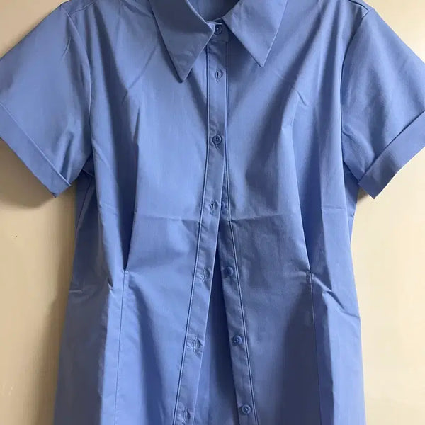 [BUNJANG] 8Seconds Striped Short-Sleeve Shirt Blue L / 에잇세컨즈 반팔 라인 셔츠 블루 L 새상품