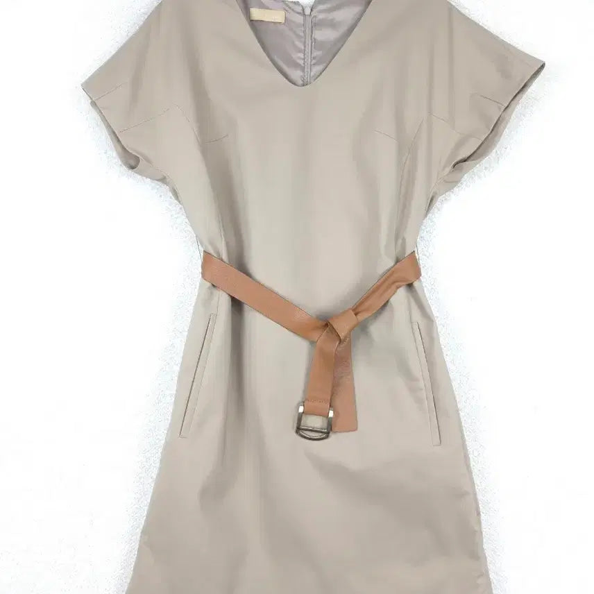 [BUNJANG] It Michaa Beige Belt Short-Sleeve Dress (Size S) / 잇미샤 여성 베이지 벨트 반팔 원피스(S)