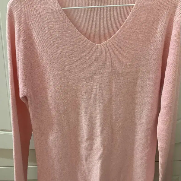 [BUNJANG] Japanese Vintage Pink Basic V-Neck Knit / 일본빈티지 핑크 기본 브이넥 니트