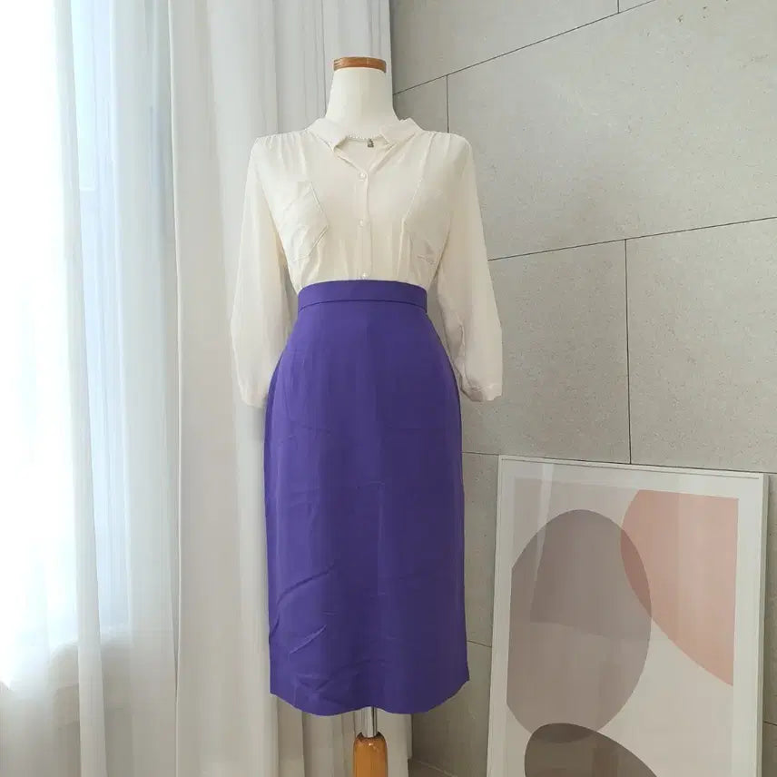 [BUNJANG] Purple H-Line Skirt / 깔끔단정 H라인 스커트 퍼플