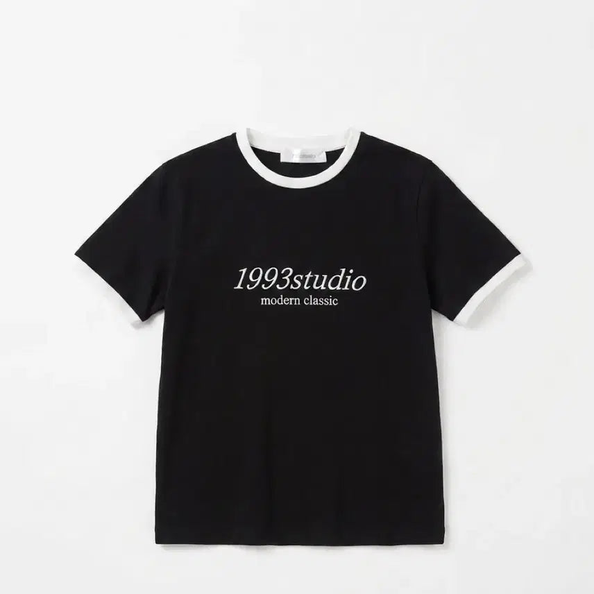 [BUNJANG] 1993studio Ringer Short Sleeve T-Shirt Black / 1993studio 링거 반팔 티셔츠 블랙