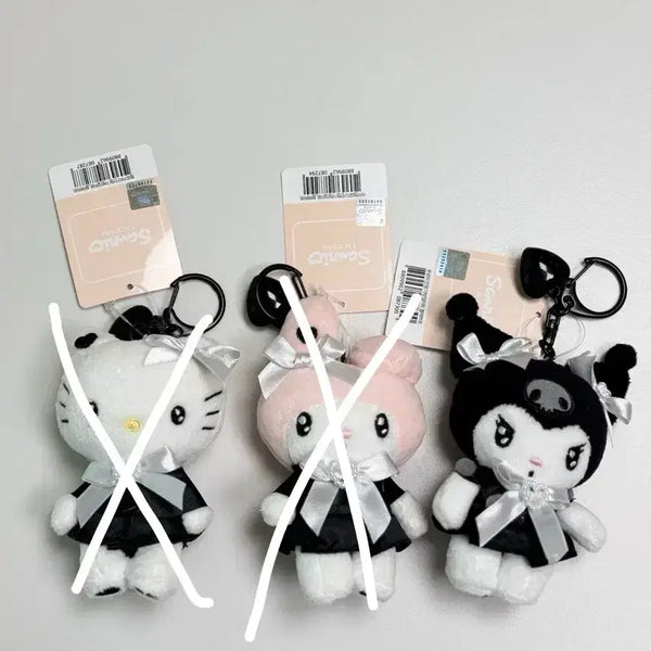[BUNJANG] Sanrio Kuromi Black Heart Plush Keychain 8cm / 산리오 블랙하트 쿠로미 인형 키링 8cm 새상품 정품