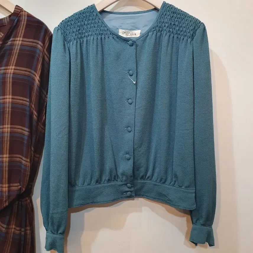 [BUNJANG] Vintage Blue Blouse - Made in Japan / 빈티지 블루 블라우스 made in Japan