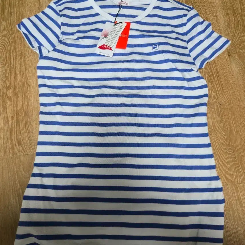 [BUNJANG] Fila Long Sleeve T-Shirt White Blue Stripe New / 휠라 롱 티셔츠 90 새제품