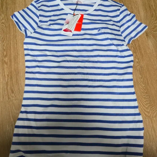 [BUNJANG] Fila Long Sleeve T-Shirt White Blue Stripe New / 휠라 롱 티셔츠 90 새제품