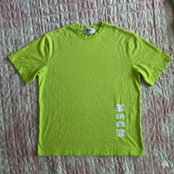 [BUNJANG] MSGM Neon Oversized Big Logo Short Sleeve T-Shirt M / MSGM 형광 네온 반팔티 M 오버핏 빅로고