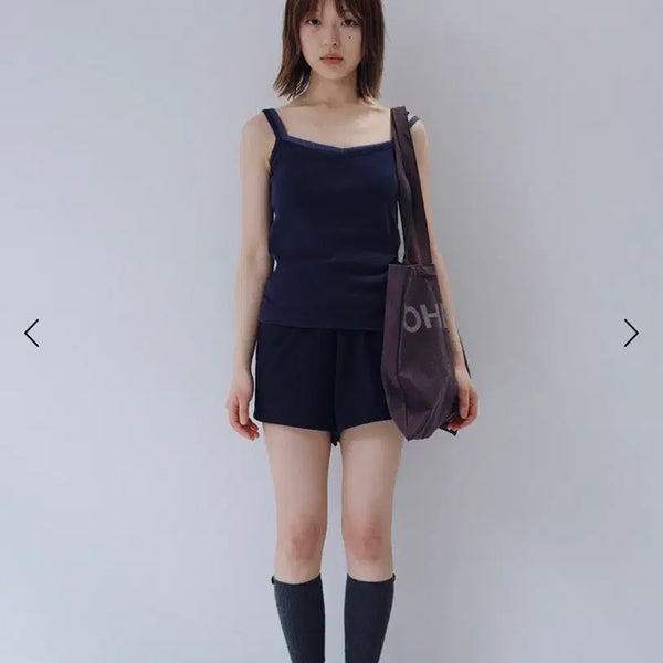 [BUNJANG] Ohesio Ribbed V-Neck Sleeveless Blouse - Blue / 새상품 오헤시오 골지 브이넥 슬리브리스 블루