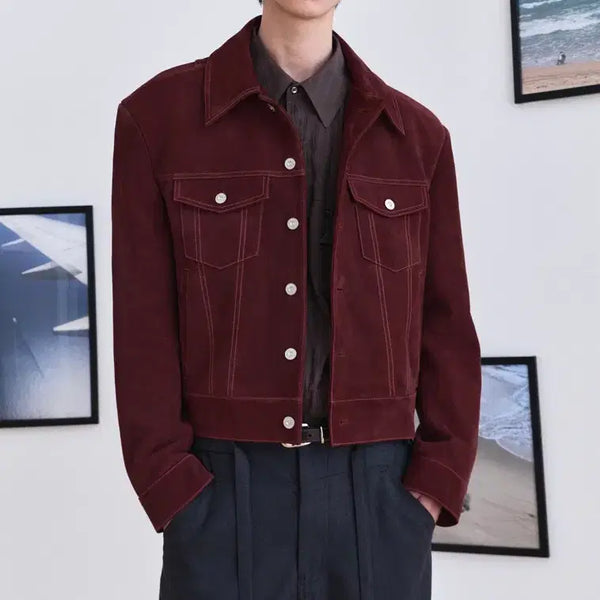 [BUNJANG] Waveness Steel Crop Suede Trucker Jacket / 웨이비니스 / 스틸 크롭 스웨이드 트러커 자켓 / 1