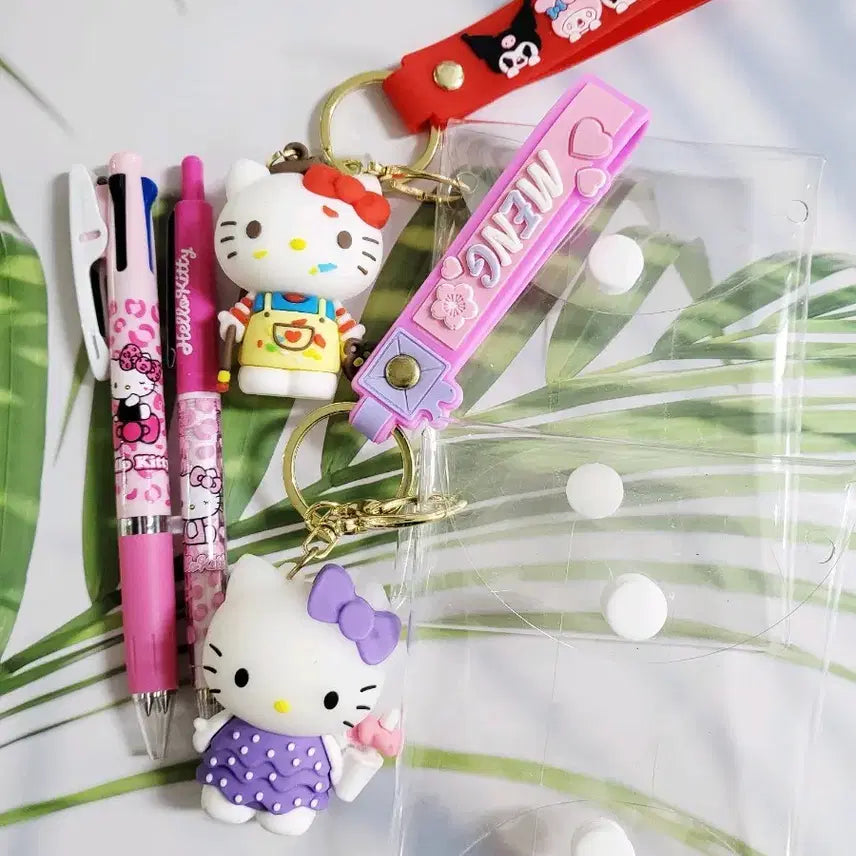 [BUNJANG] Sanrio Hello Kitty Pink Leopard Print Jetstream 3-Color Pen & Mechanical Pencil Set / 핑크 호피 키티 제트스트림 3색, 핑크 호피 키티 샤프 세트 구성