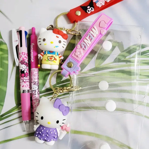 [BUNJANG] Sanrio Hello Kitty Pink Leopard Print Jetstream 3-Color Pen & Mechanical Pencil Set / 핑크 호피 키티 제트스트림 3색, 핑크 호피 키티 샤프 세트 구성