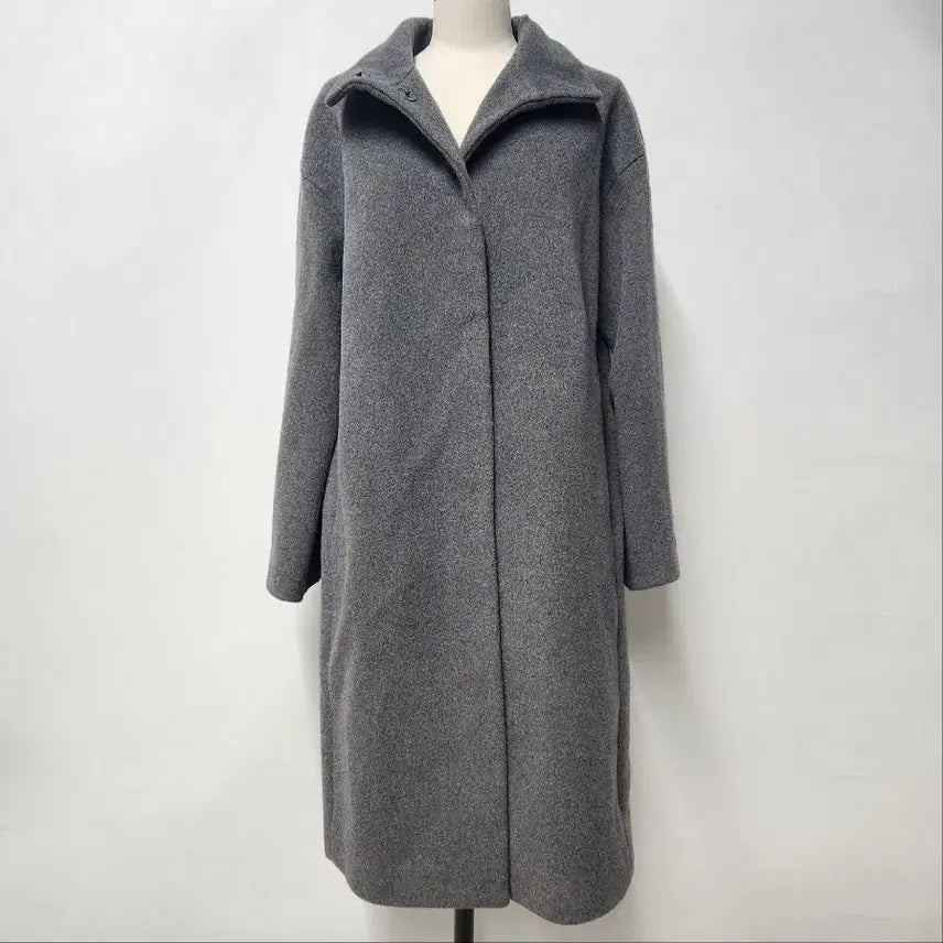 [BUNJANG] ab.plus Wool High-Neck Long Coat Charcoal Grey Women's Size 55 / [새상품] ab.plus 울 하이넥 롱코트 차콜그레이 여성 55