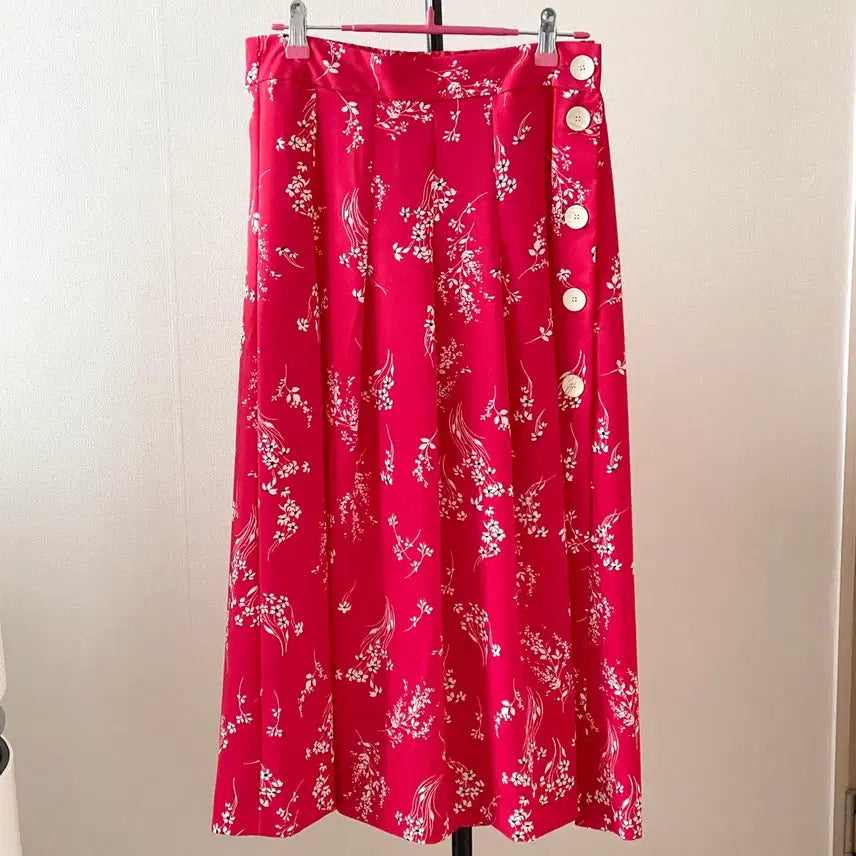 [BUNJANG] ZARA Floral Print Side Slit Midi Skirt Red / 자라 치마(새상품)